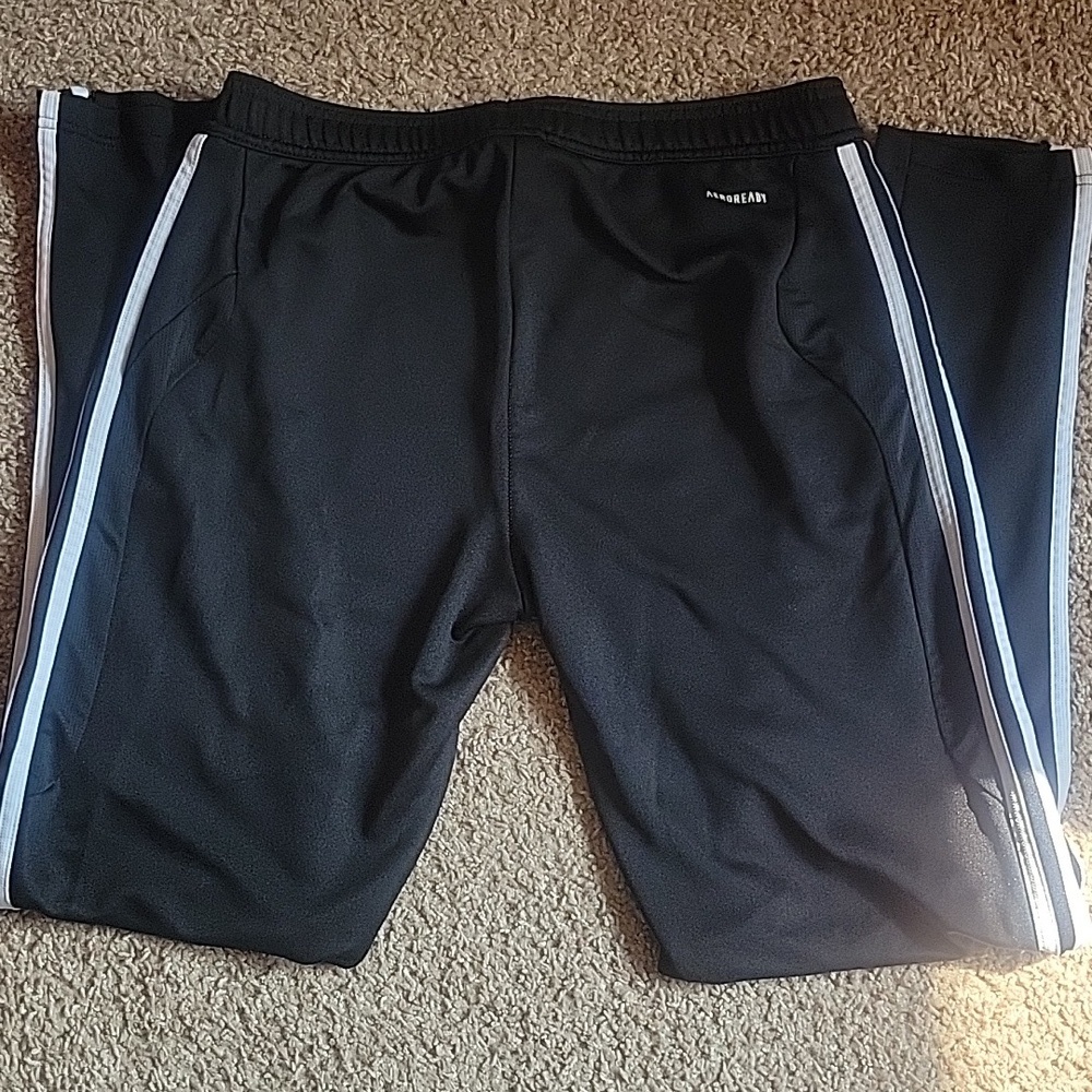Adidas Black Sweatpants with Signature Stripes SzM Unisex Good Condition - Picture 4 of 6